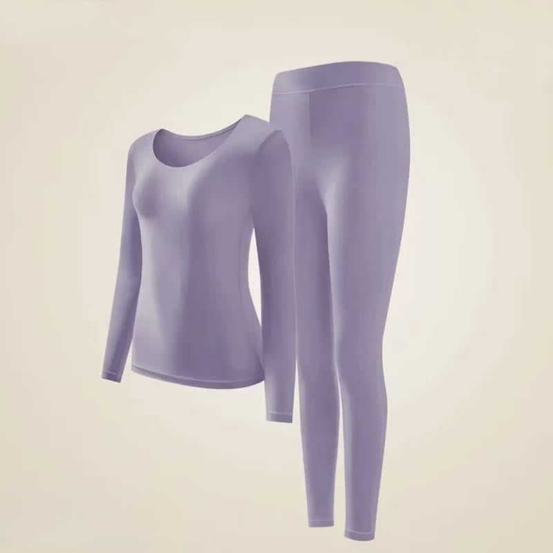 Plusock Camellia Essence Warming Base Layer Top - Purple - XL - A Set - image 15
