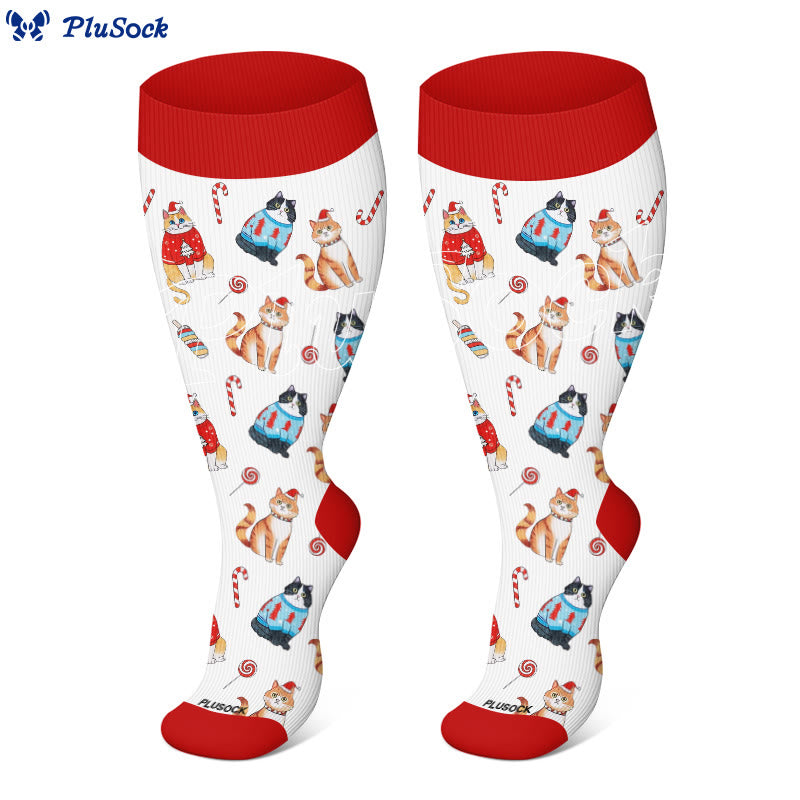 Plus Size Adorable Christmas Mix Compression Socks(3 Pairs) - image 3