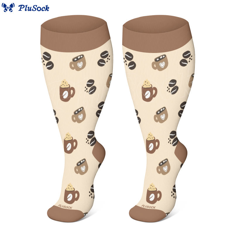 Plusock Plus Size Coffee Series Compression Socks(3 Pairs) - image 2