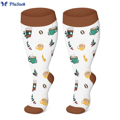 Plus Size Coffee Series Compression Socks(3 Pairs) - image 3