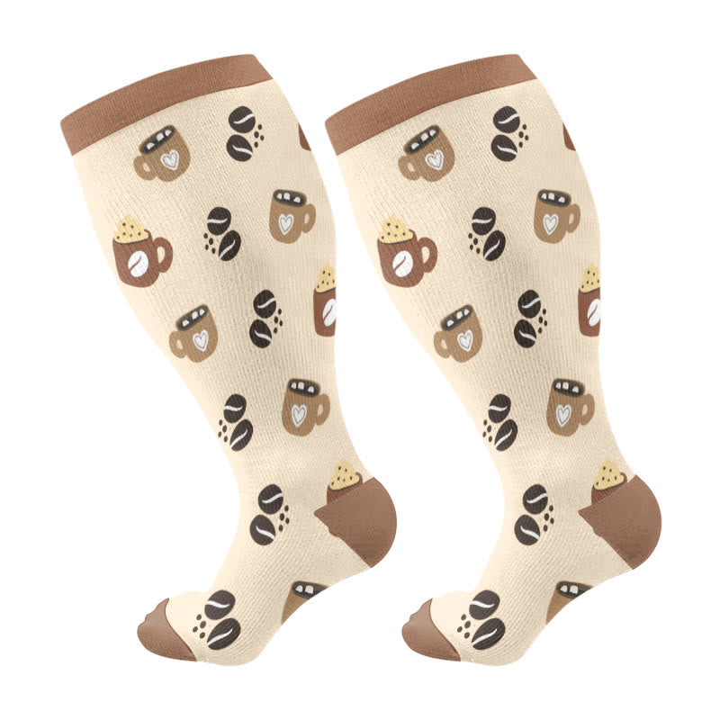 Plusock Plus Size Coffee Series Compression Socks(3 Pairs) - Khaki(1 Pair) - 4XL - image 5