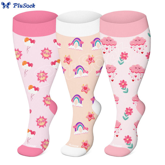 Plusock Plus Size Dreamy Skies Compression Socks(3 Pairs) - image 0