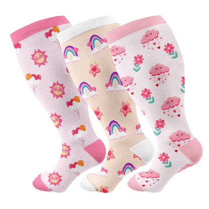 Plusock Plus Size Dreamy Skies Compression Socks(3 Pairs) - Multicolor - 4XL - image 1