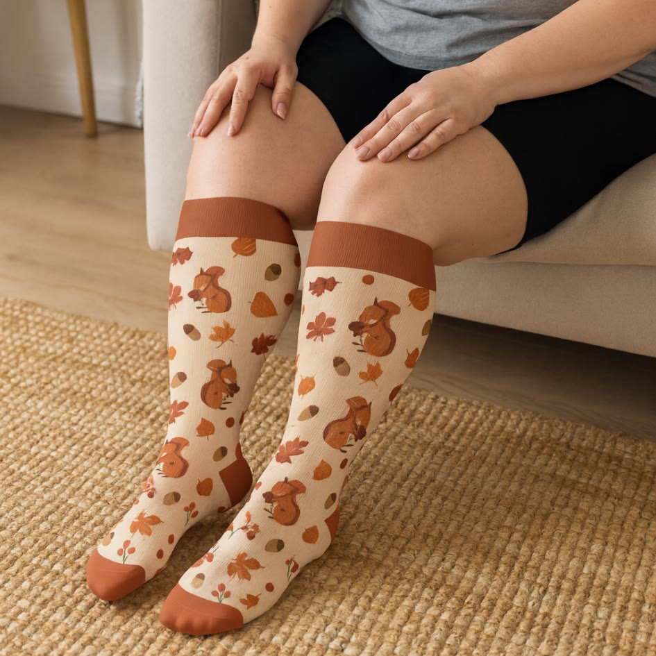 Plus Size Autumn Hedgehog Compression Socks(3 Pairs) - image 2