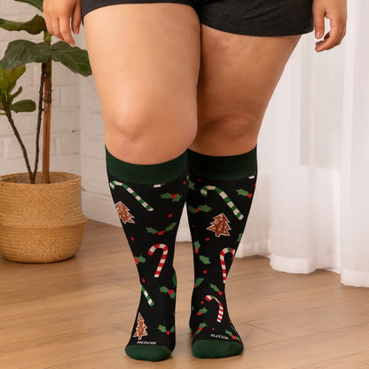 Plus Size Jolly Christmas Compression Socks(3 Pairs) - image 1