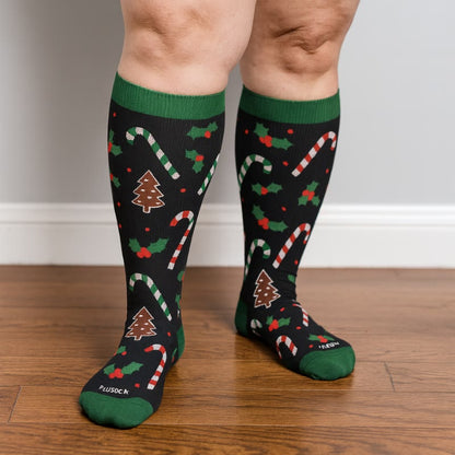 Plus Size Jolly Christmas Compression Socks(3 Pairs) - image 3