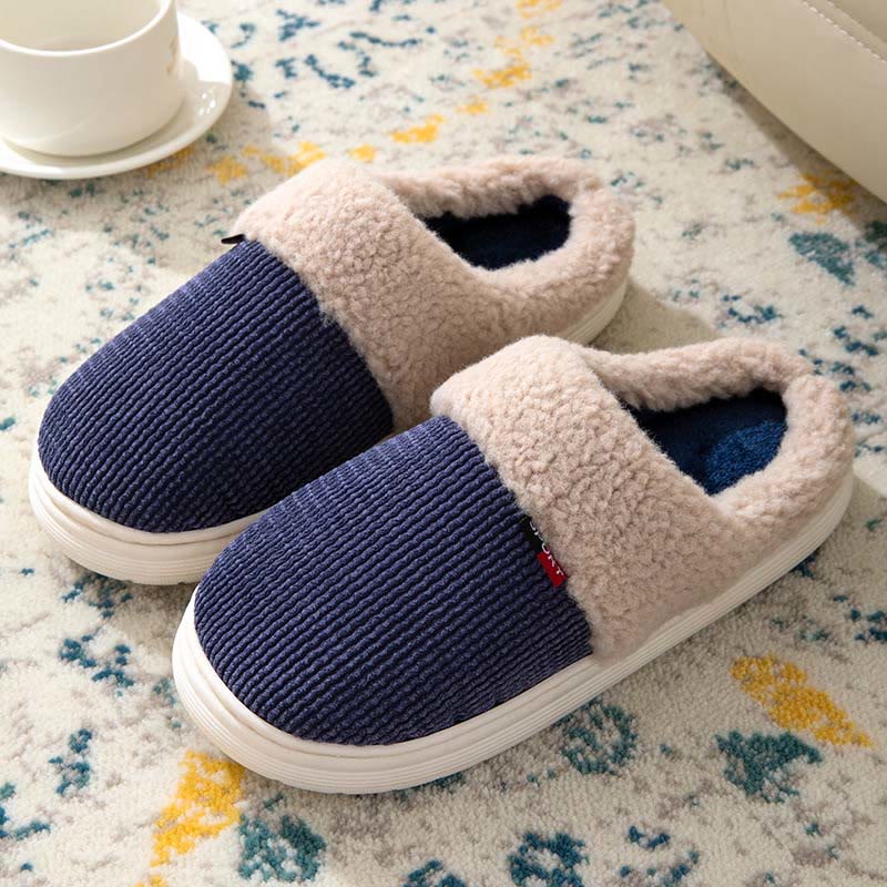Plusock Plus Size Thick Fleece Lining Slippers - Navy Blue - EU46-47(US11-12) - image 9