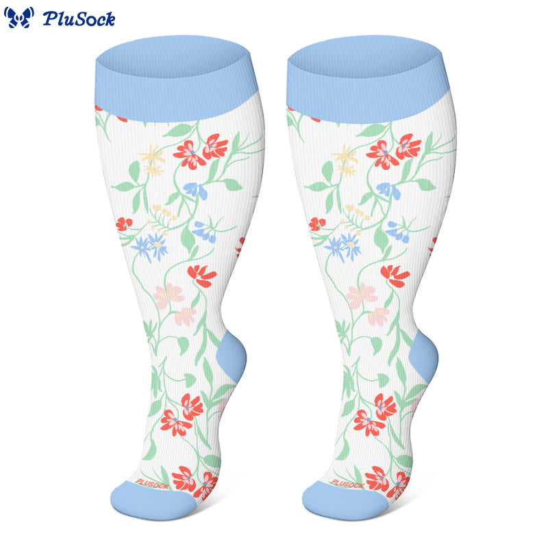 Plusock Plus Size Fox Flower Tree Compression Socks(3 Pairs) - image 3