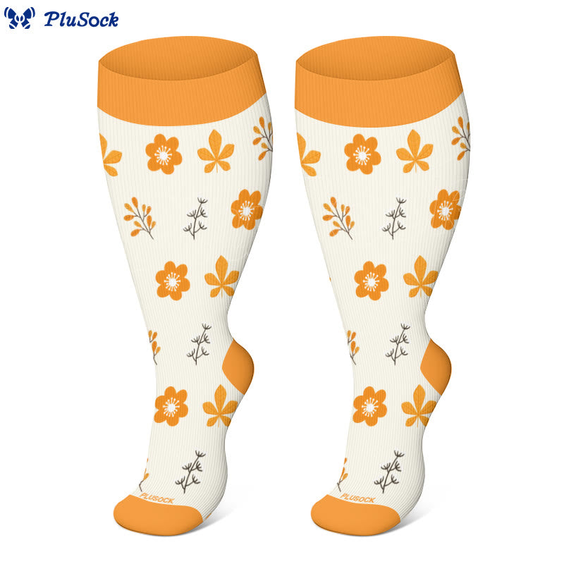 Plusock Plus Size Fox Flower Tree Compression Socks(3 Pairs) - image 4