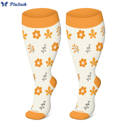 Plusock Plus Size Fox Flower Tree Compression Socks(3 Pairs) - image 4