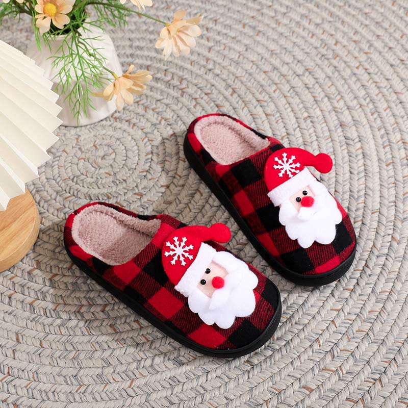 Plus Size Checkered Santa Claus Slippers - image 1