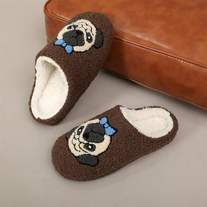 Plusock Plus Size Cute Pug Slippers - Brown - EU44-45(US10-11) - image 2