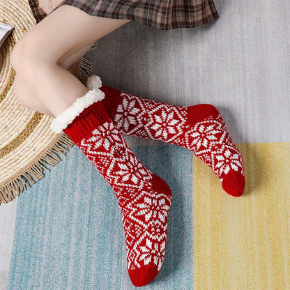 Christmas Snowflakes Slipper Socks - Red - EU37-40(US4-7) - image 2