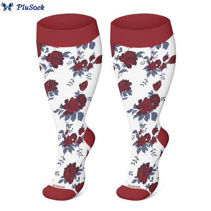 Plus Size Retro Floral Compression Socks(3 Pairs) - image 2
