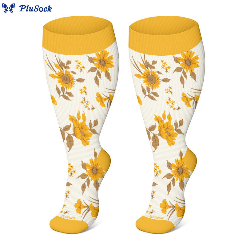 Plus Size Retro Floral Compression Socks(3 Pairs) - image 3