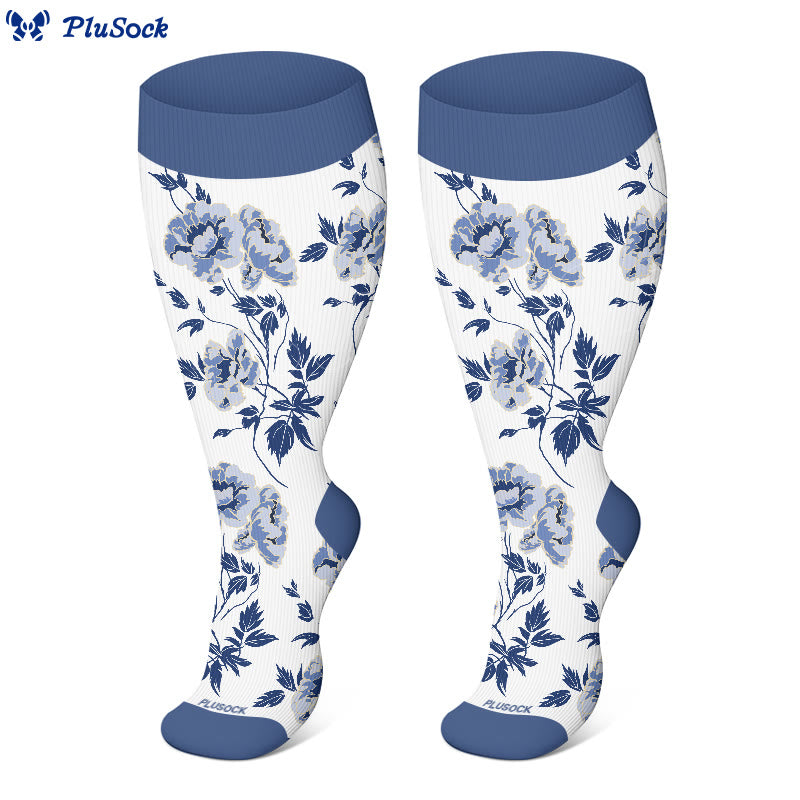 Plus Size Retro Floral Compression Socks(3 Pairs) - image 4