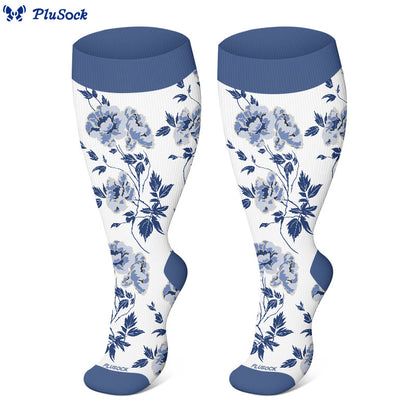 Plus Size Retro Floral Compression Socks(3 Pairs) - image 4
