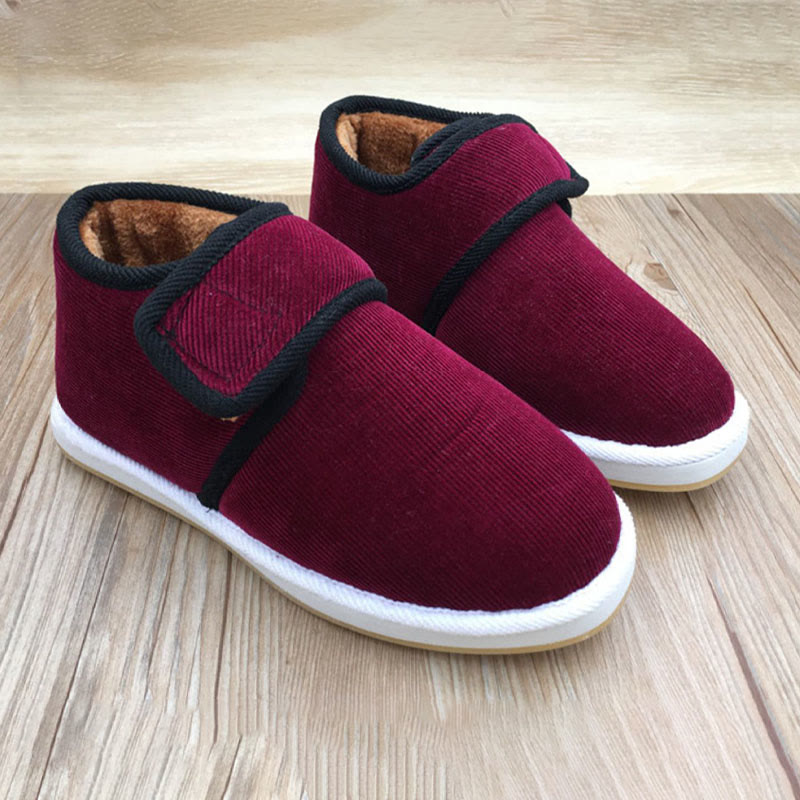 Plus Size Velcro Heat Retention Slippers - Wine - EU42(US7.5) - image 5