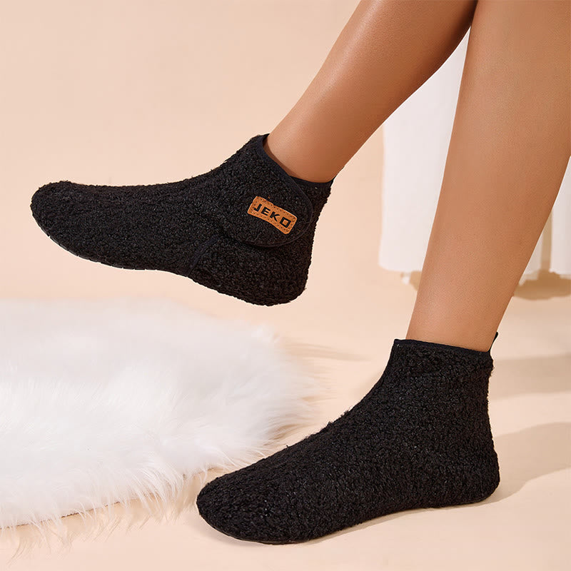 Plus Size Solid Color Velcro Slippers - image 5