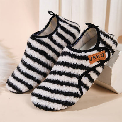 Plus Size Velcro Stripe Slippers - Black - EU44-45(US10-11) - image 7