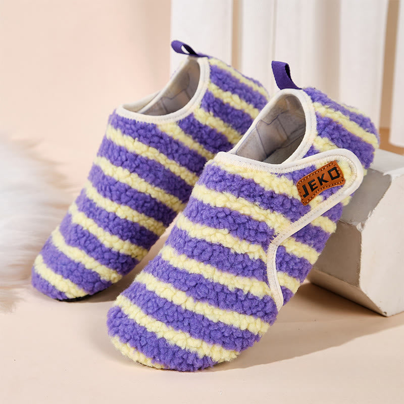 Plus Size Velcro Stripe Slippers - Purple - EU44-45(US10-11) - image 11