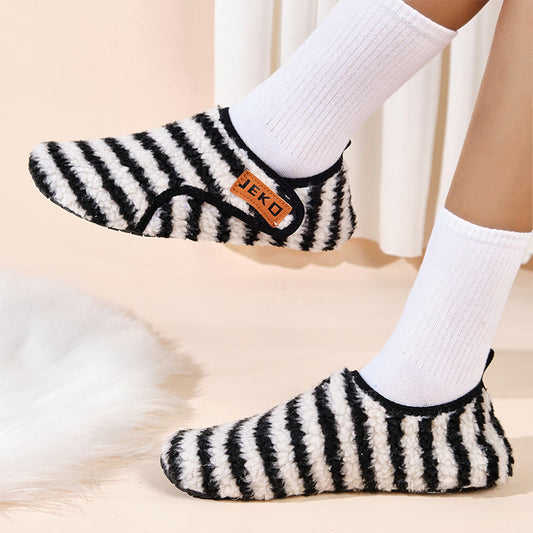 Plus Size Velcro Stripe Slippers - image 0