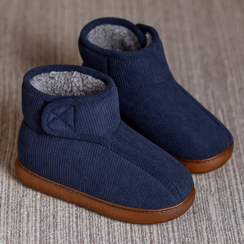 Plus Size Fleece Lined Velcro Slippers - Navy Blue - EU47-48(US11-12) - image 10