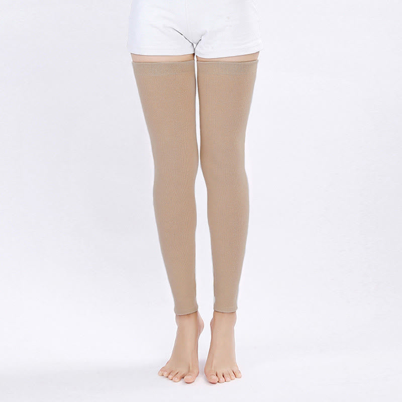 Plus Size Solid Color Long Thigh Sleeves - Camel - XL - image 5