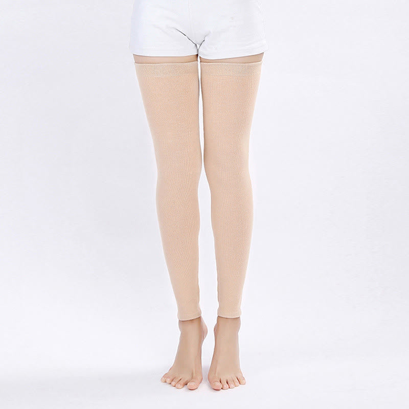 Plus Size Solid Color Long Thigh Sleeves - Nude - XL - image 9