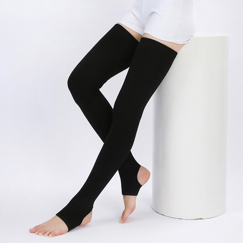 Plus Size Smooth Stirrup Thigh Sleeves - Black - XL - image 0