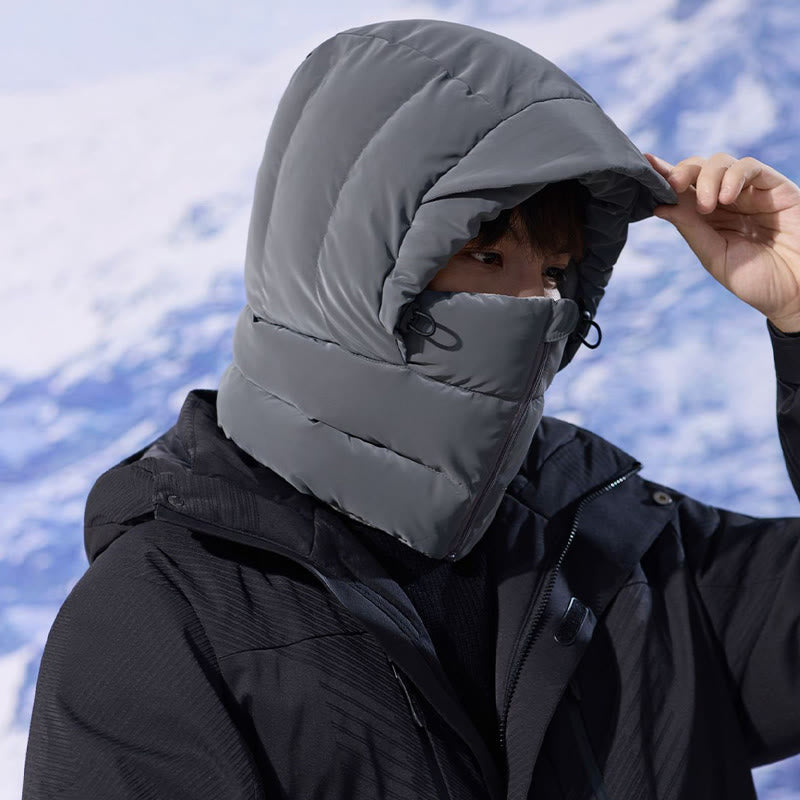 Winter Fleece Lined Hooded Scarf - Dark Grey - One Size - image 6