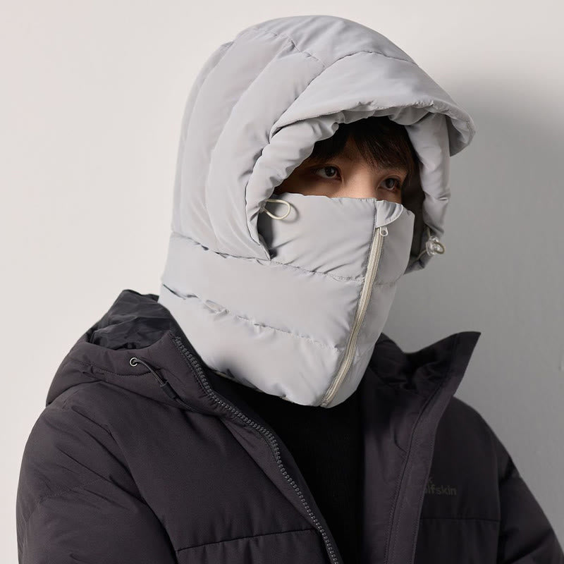 Winter Fleece Lined Hooded Scarf - Light Gray - One Size - image 1