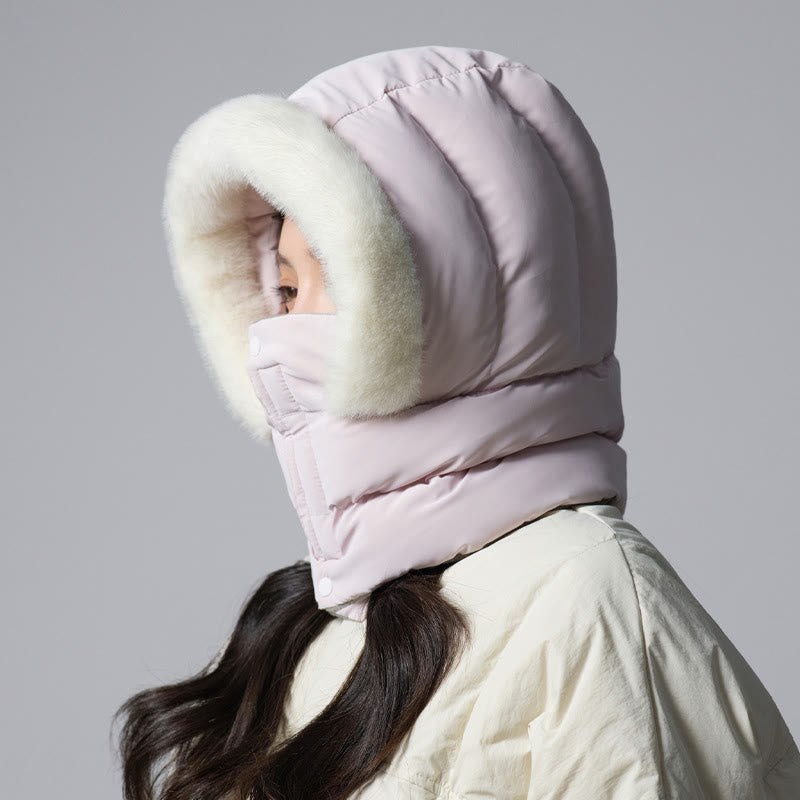 Solid Color Hooded Scarf - Pink - One Size - image 2