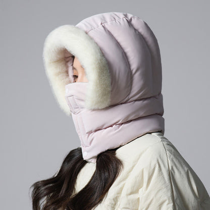 Solid Color Hooded Scarf - Pink - One Size - image 2