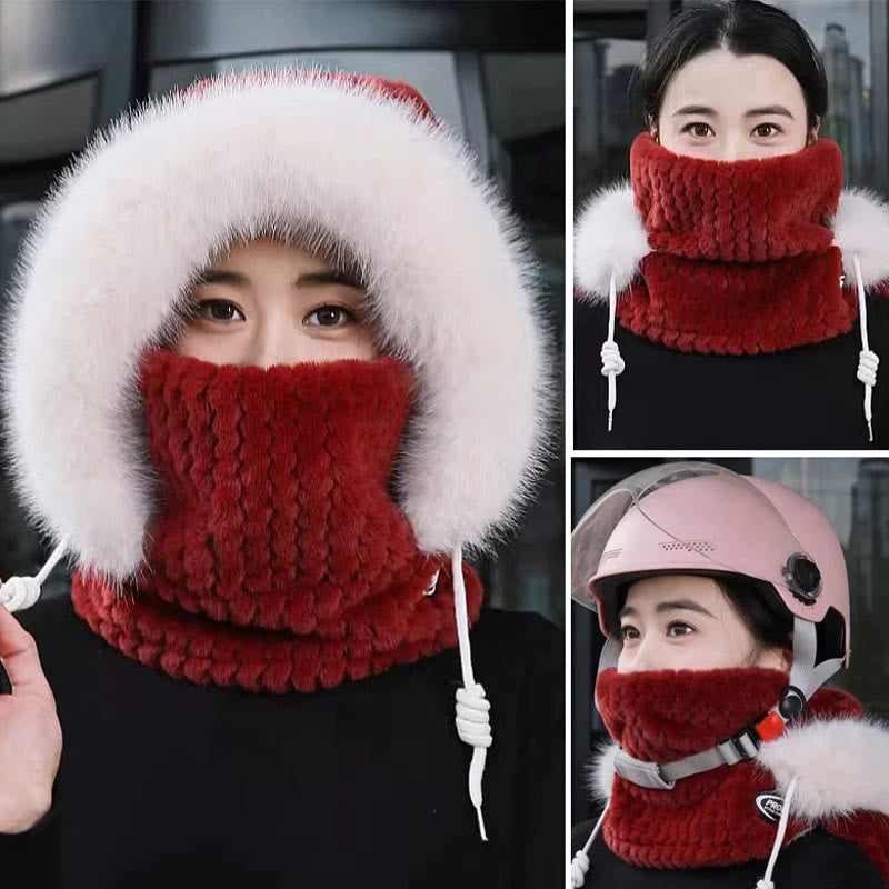 Full Coverage Winter Protection Hooded Scarf - Red - One Size - image 5