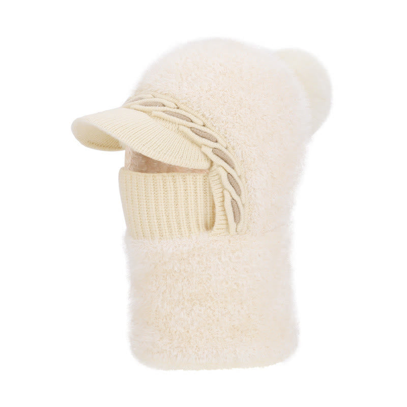 Warm Fleece Trapper Cap Hooded Scarf - Beige - One Size - image 14