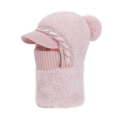 Warm Fleece Trapper Cap Hooded Scarf - Pink - One Size - image 15