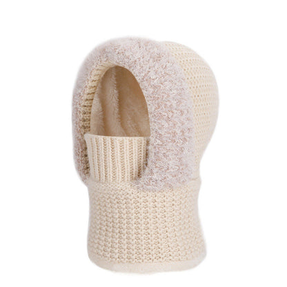 Stand Up Face Cover Hooded Scarf - Beige - One Size - image 12