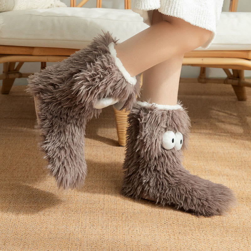Plus Size Fluffy Monster Indoor Slipper Socks - image 9