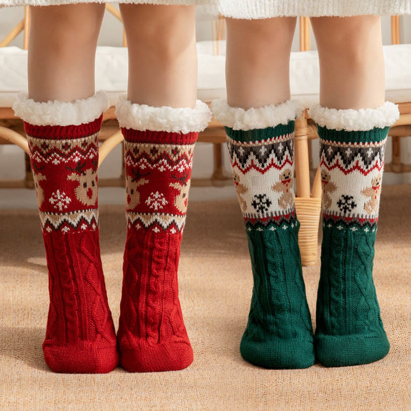 Plus Size Christmas Reindeer Santa Claus Slipper Socks - image 0
