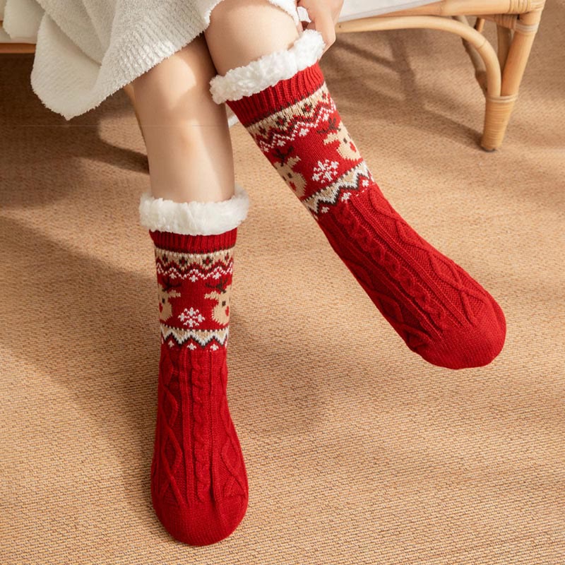Plus Size Christmas Reindeer Santa Claus Slipper Socks - image 3