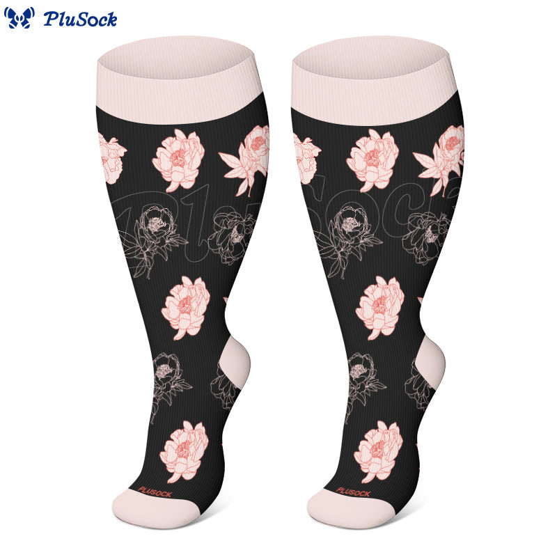 Plus Size Butterfly Rose Camellia Compression Socks(3 Pairs) - image 4