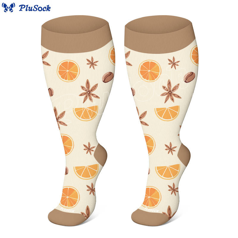 Plus Size Lemon Slices Apple Compression Socks(3 Pairs) - image 3