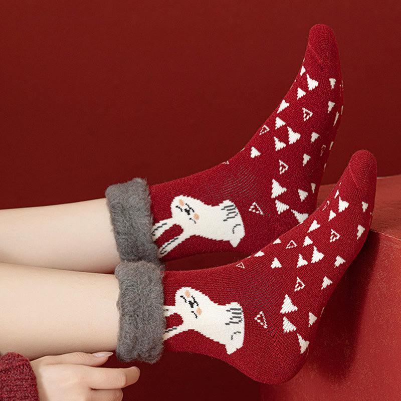 Reindeer Rabbit Thick Quarter Socks(3 Pairs) - image 3