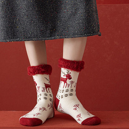 Reindeer Rabbit Thick Quarter Socks(3 Pairs) - image 1