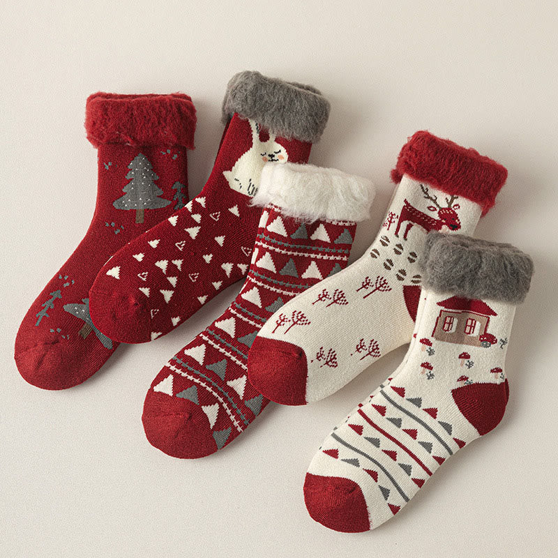 Reindeer Rabbit Thick Quarter Socks(3 Pairs) - image 6