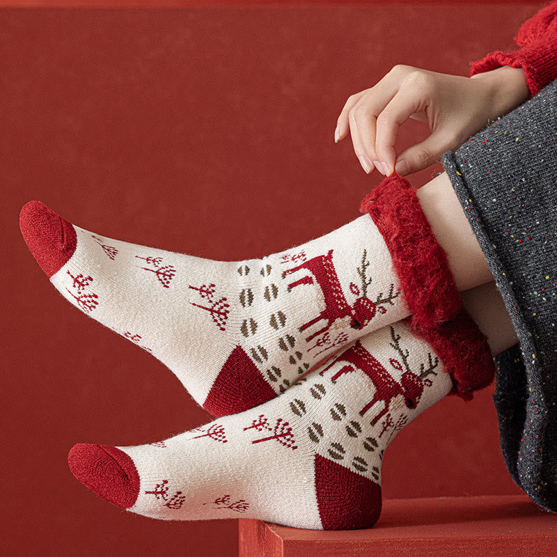 Reindeer Rabbit Thick Quarter Socks(3 Pairs) - image 4