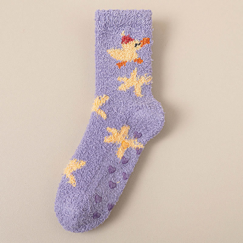 Non Shedding Coral Fleece Slipper Socks - Purple - EU36-40(US3-7) - image 12