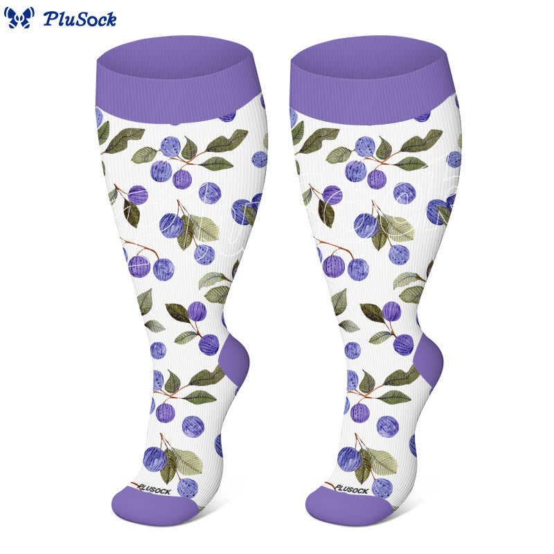 Plus Size Floral Berry Compression Socks(3 Pairs) - image 2