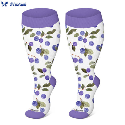 Plus Size Floral Berry Compression Socks(3 Pairs) - image 2
